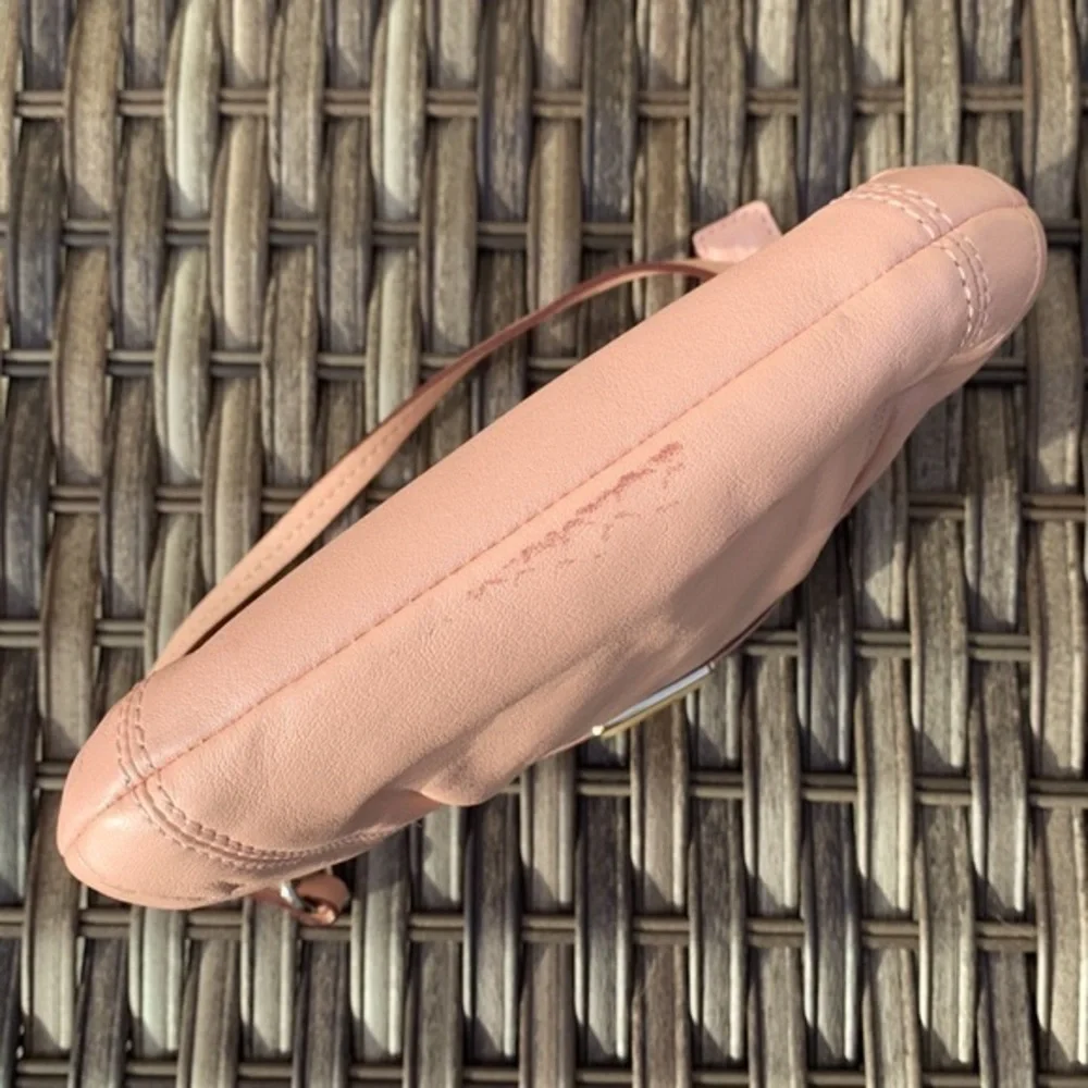 COACH Pearlescent Pale Pink Large Leather Wristlet